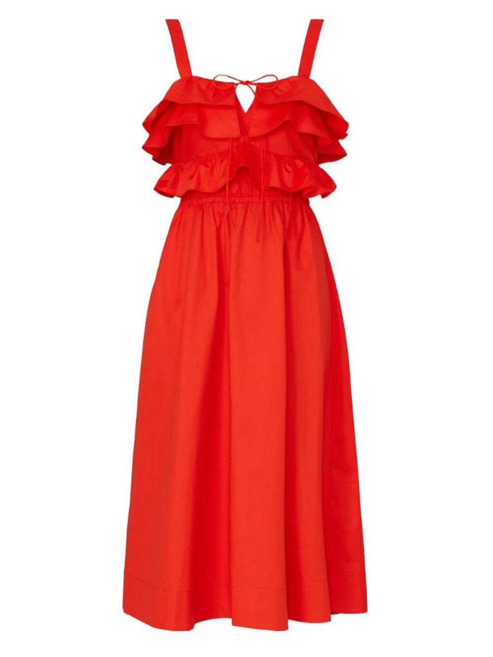 Jason Wu Ruffle Midi Dress in Red Cotton Sundress Sun Dress 14